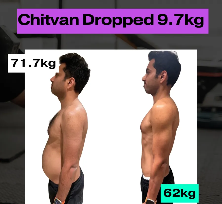 Chitvan before and after. Dropped 9.7kg, 71.7kg to 62kg.