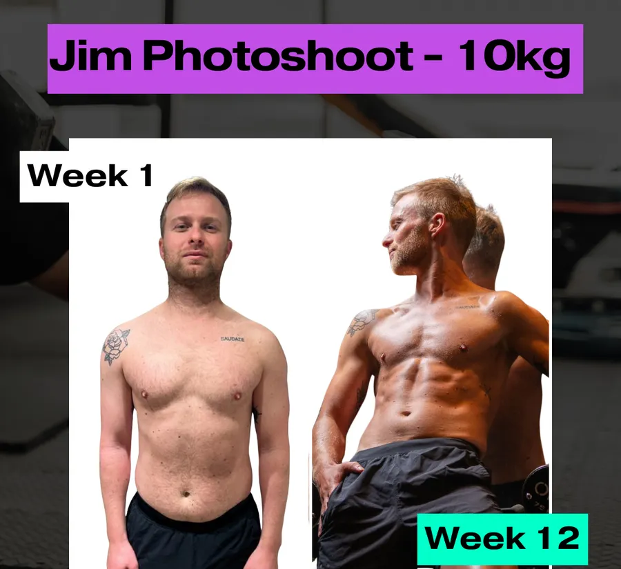 Jim before and after. Dropped 10kg, Week 1 to Week 12.